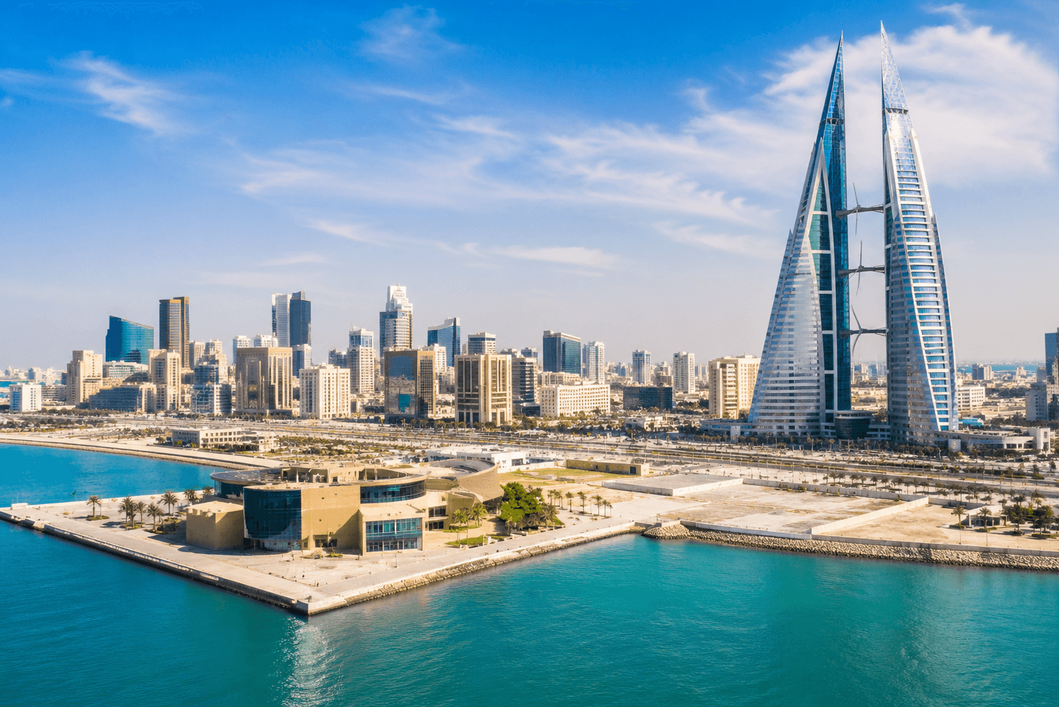 Manama business district for Bahrain government services support
