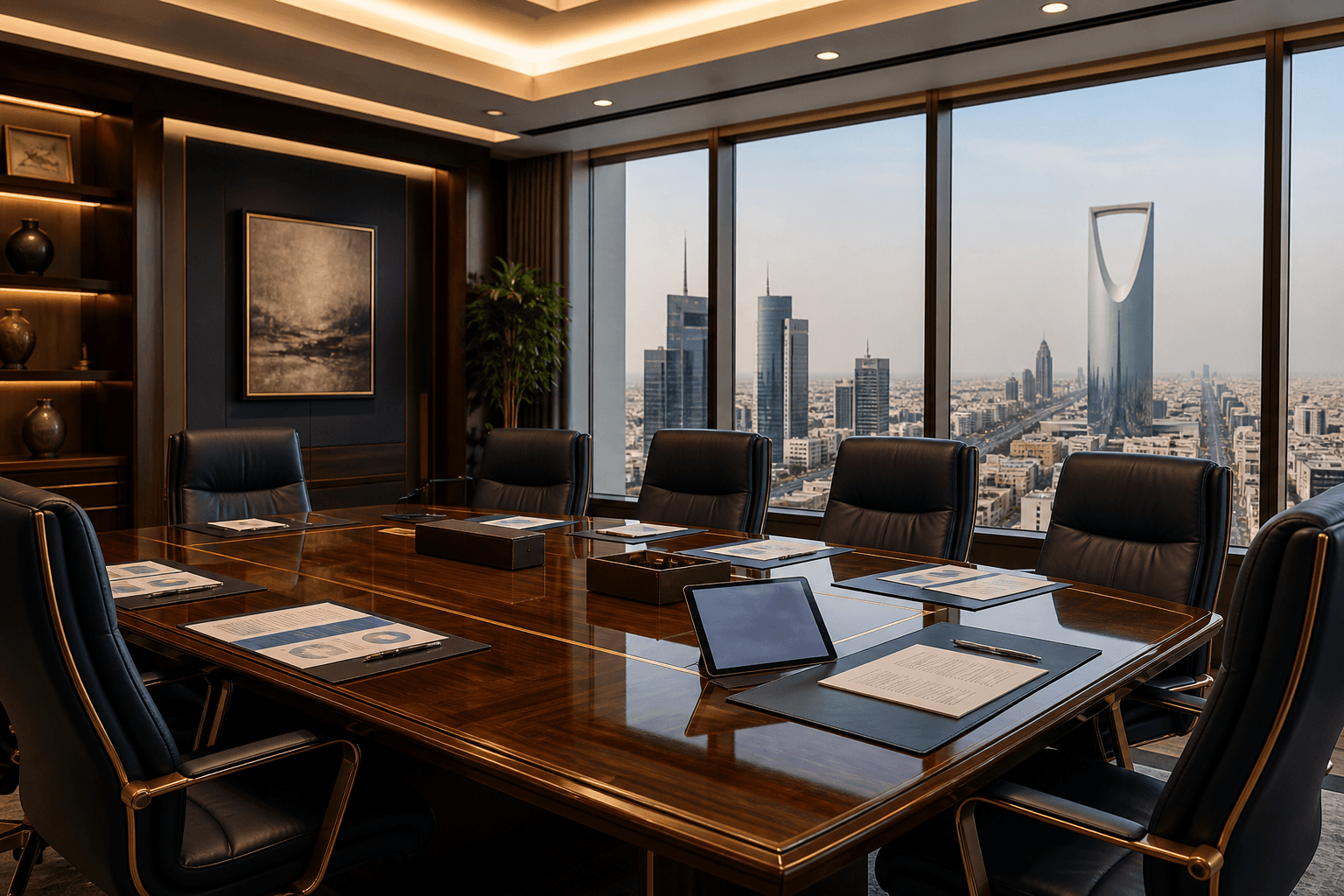 Riyadh boardroom prepared for Saudi investment-registration and company-structure review